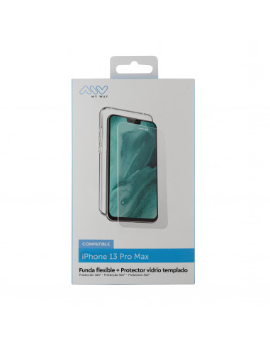 myway funda compatible con Apple iPhone 13 Pro Max +  protector pantalla vidrio templado plano
