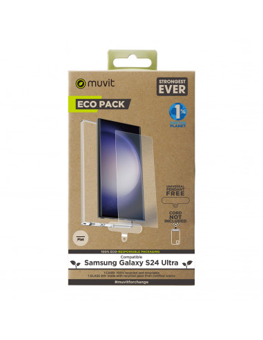 muvit for change funda compatible con Samsung Galaxy S24 Ultra + protector de pantalla vidrio templado plano