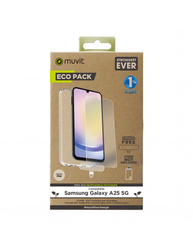 muvit for change funda compatible con Samsung Galaxy A25 5G + protector de pantalla vidrio templado plano