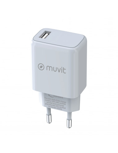 muvit for change cargador de pared USB 3A 15W blanco
