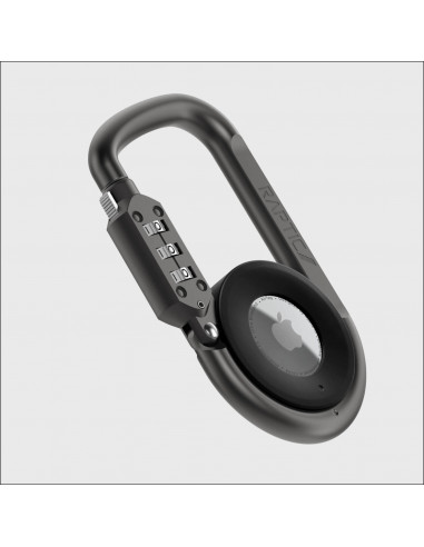Raptic Link+Lock funda mosquetón compatible con Apple Airtag con combinacion negro