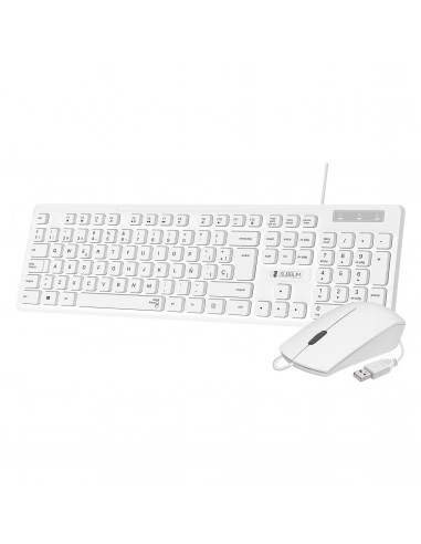 Subblim Combo teclado business slim + ratón silencioso con cable USB blanco