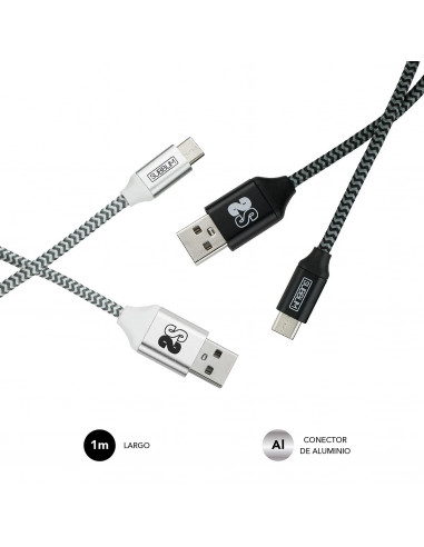 Subblim Pack 2 cables USB Tipo C - USB A (3.0A) negro/plata