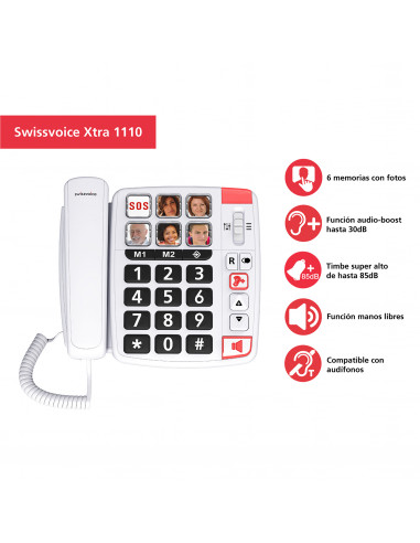 Alcatel teléfono Swissvoice Xtra 1110 Blanco