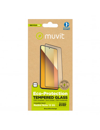 muvit for change protector pantalla recycletek compatible con Xiaomi Redmi Note 13 5G vidrio plano marco negro