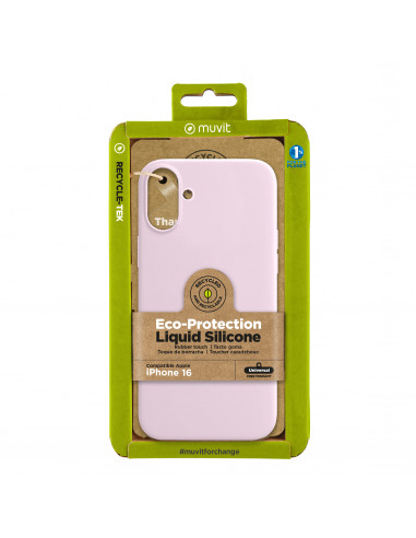 muvit for change funda recycletek Liquid Silicone compatible con Apple iPhone 16 rosa