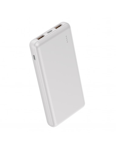 Myway power bank 10.000 mAh USB 2 puertos 2A + cable tipo C blanca