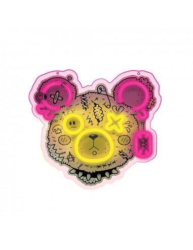 Forever Neon ART Led Punk Teddy Bear pink-yellow FLA01