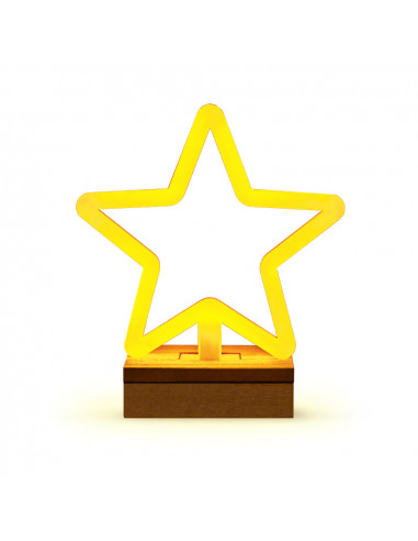 Forever Neon Wood Stand LED STAR warm white FLNW04