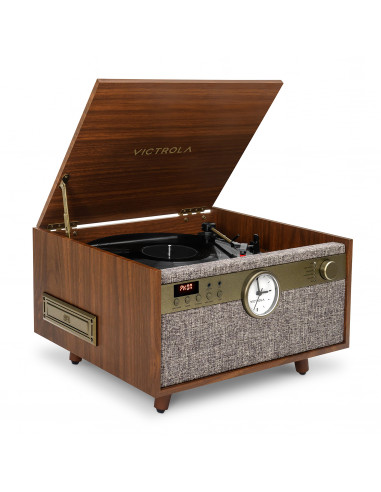 Victrola Tocadiscos Century con reloj Nogal