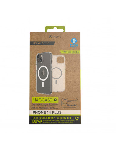 muvit for change funda recycletek Magsafe compatible con Apple iPhone 14 Plus transparente