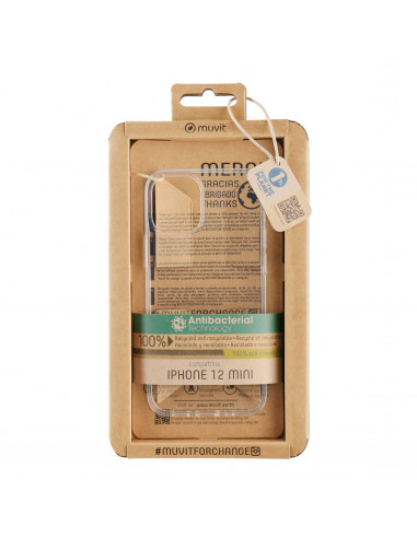 muvit for change funda recycletek antibacteriana compatible con Apple iPhone 12 Mini transparente