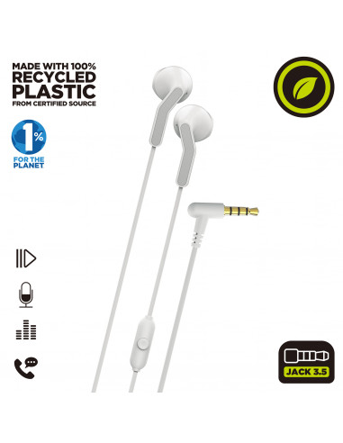 muvit for change auriculares estéreo E56 3.5mm blancos
