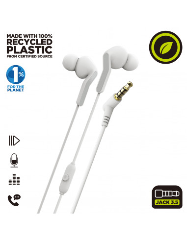 muvit for change auriculares estéreo E57 3.5mm blancos
