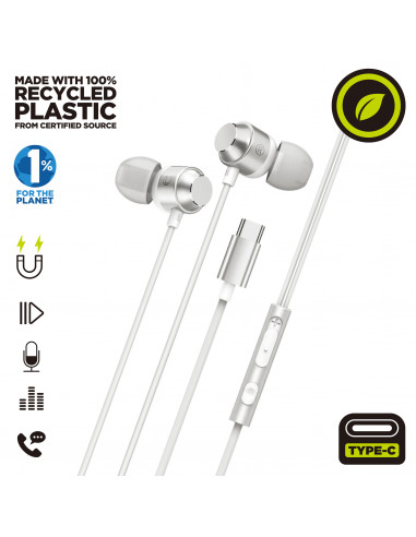 muvit for change auriculares estéreo M32 Tipo C magnéticos blancos