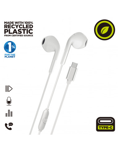 muvit for change auriculares estéreo E58 Tipo C blancos