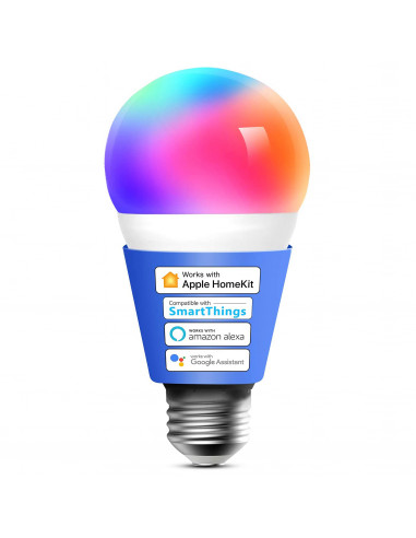 Meross Bombilla LED A60,9W,RGB+CCT,E27 compatible con Apple HomeKit, Google y Alexa