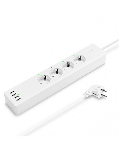 muvit iO Regleta inteligente Wifi blanca con 4 tomas de corriente y 4 puertos USB