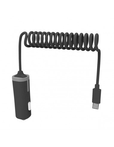 muvit cargador coche Micro USB 2.4A cable rizado 1,8m negro