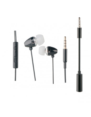 muvit auriculares estéreo con micrófono + adaptador 3,5mm negro
