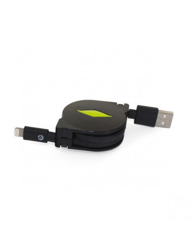muvit cable USB-Lightning MFI 2.1A retráctil hasta 1m negro