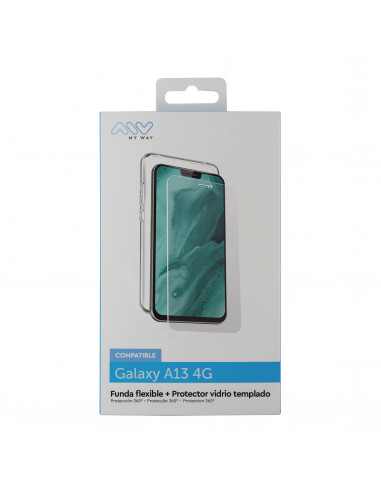 myway funda compatible con Samsung Galaxy A13 4G + protector pantalla vidrio templado plano