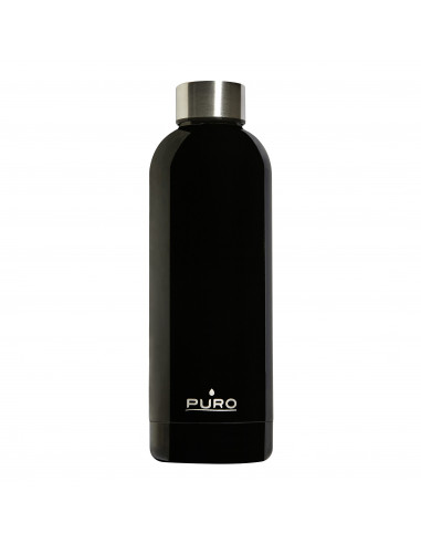 Puro H&C botella de acero inoxidable doble pared 500ml negra