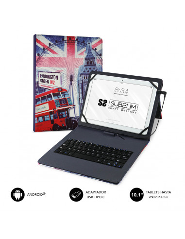 Subblim Keytab Pro USB funda tablet con teclado de 9,6" a 11" bandera Inglaterra