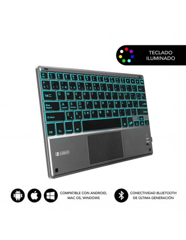 Subblim Smart Backlit teclado Bluetooth teclas iluminadas con touch pad gris