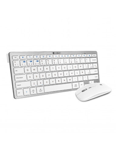 Subblim teclado con ratón bluetooth + 2,4G combo multidispositivo compacto plateado