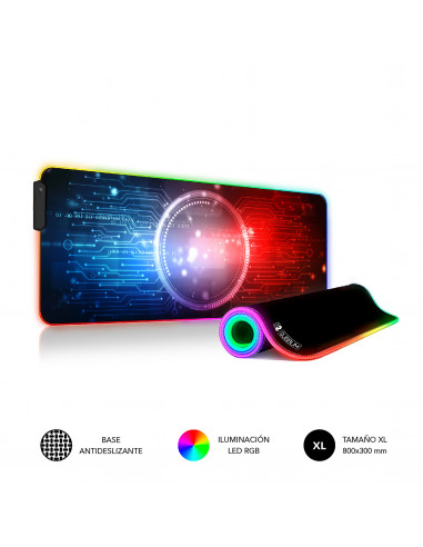 Subblim alfombrilla ratón premium Led 9 colores RGB chip XL (800x300x4)
