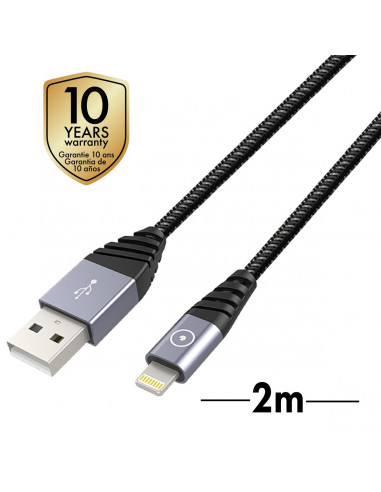 muvit Tiger cable USB Lightning MFI 2,4A 2m gris