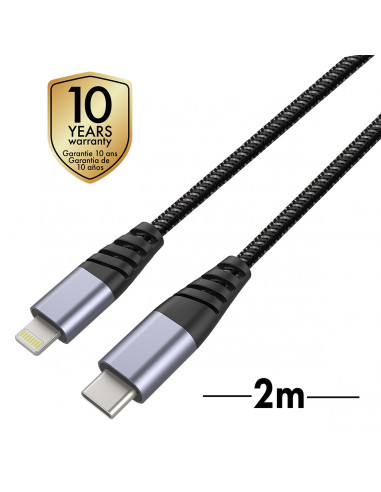 muvit Tiger cable USB Tipo C 2.0 a Lightning 3A 2m gris