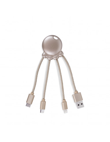 Xoopar Octopus Adaptador USB multi conector con orificio para llavero oro metalizado