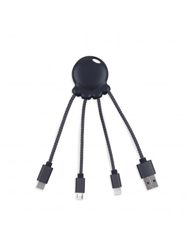 Xoopar Octopus Adaptador USB multi conector con orificio para llavero negro metalizado