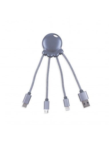 Xoopar Octopus Adaptador USB multi conector con orificio para llavero gris metalizado