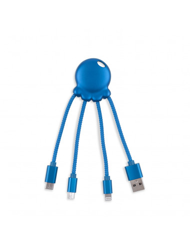 Xoopar Octopus Adaptador USB multi conector con orificio para llavero azul metalizado