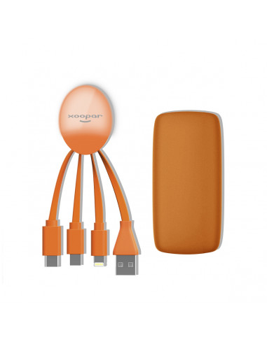 Xoopar Weekender Power Pack adaptador multi conector y batería de emergencia 5000 mAh naranja