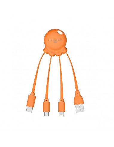 Xoopar Octopus Adaptador USB multi conector con orificio para llavero naranja