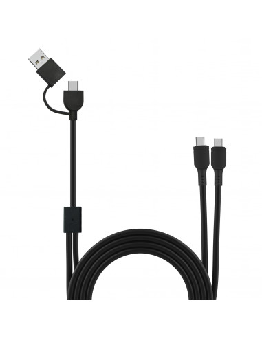 muvit for change cable Tipo C + Tipo A a doble cable Tipo C 3A 60w 1,2m negro