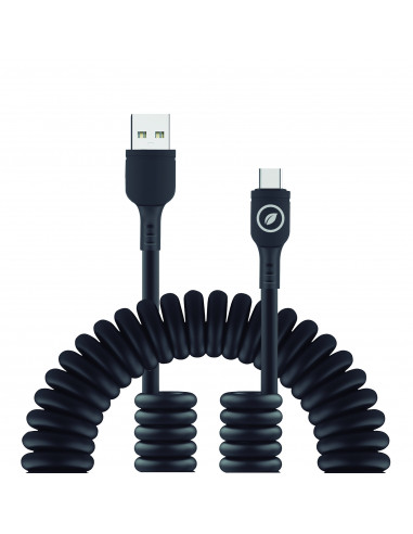 muvit for change cable rizado Tipo A a Tipo C 3A 60w 1,2m negro