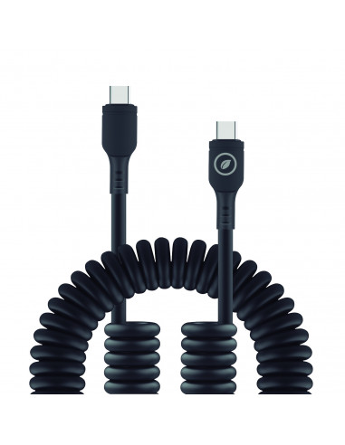 muvit for change cable rizado Tipo C a Tipo C 3A 60w 1,2m negro
