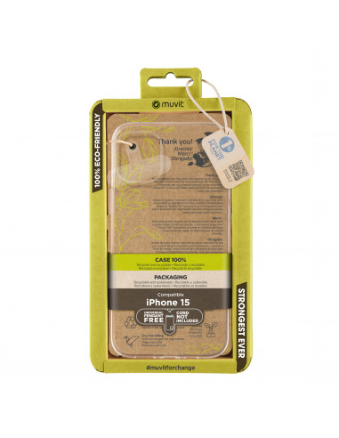 muvit for change funda recycletek compatible con Apple iPhone 15 transparente